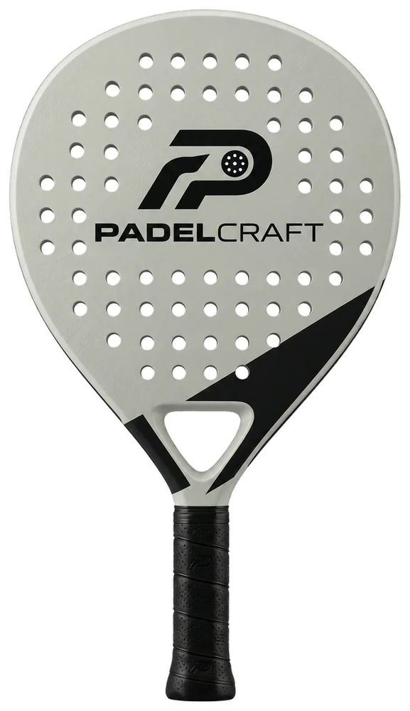 PadelCraft-Schläger in Hellgrau mit großem schwarzem Logo